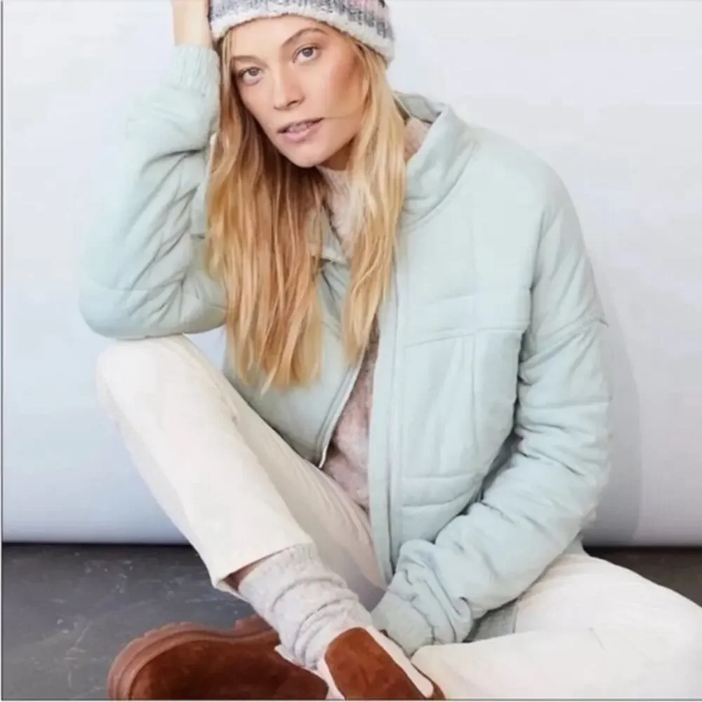 Anthropologie All Fenix Marnie Mint Green Quilted Puffer Jacket Small Allfenix